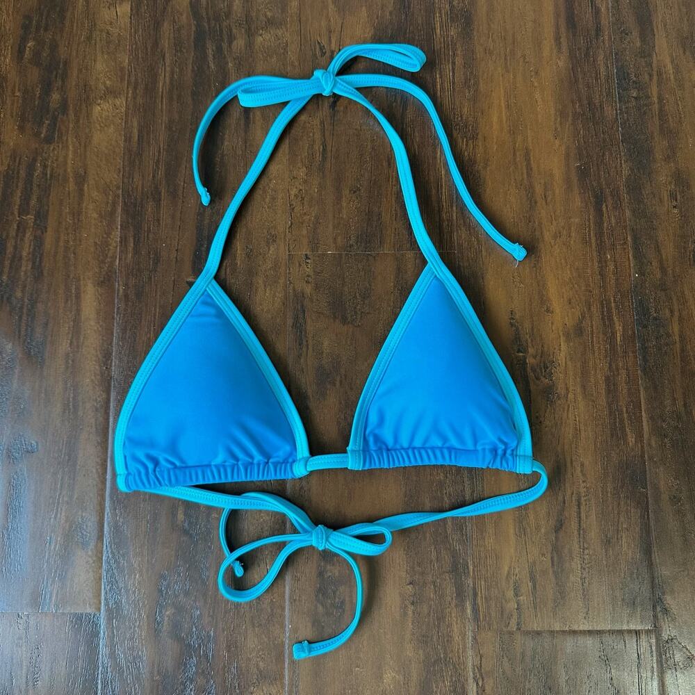 93 PLAY STREET Bikini Set Ocean Blue Triangle Top High Waist NWOT - Picture 3 of 10